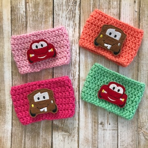 Crochet Cars Coffee Cozy: Lightning McQueen & Mater