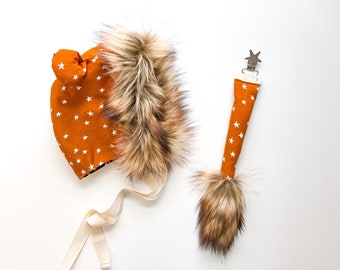Faux Fur Lion Costume Bonnet – Toddler Animal Hat, Halloween Costume