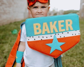 Kids Superhero Shield, Personalized Super Shield, Superhero Cape Set, Superhero Accessory