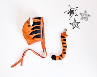 Tiger Costume - Faux Fur Wolf Bonnet - Tiger Halloween Costume - Tiger Bonnet - Toddler Tiger Costume