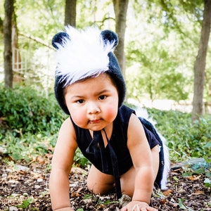 Skunk Costume - Faux Fur Skunk Bonnet - Skunk Halloween Costume - Skunk Bonnet - Toddler Skunk Costume