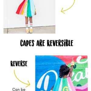 Kids Superhero Cape, Gifts for Kids Under 50, Toddler Superhero Cape, Personalized Superhero Cape, Rainbow Superhero, Girls Superhero Cape image 6