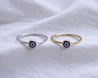 Gold Vermeil Evil Eye Ring, 925 Sterling Silver Protection Jewelry