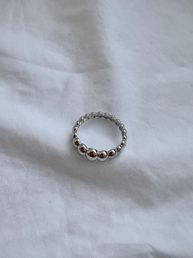 Silver Beaded Rings Chunky Solid 925 Sterling Silver Beaded Ring | 7mm Ball Ring - Etsy
