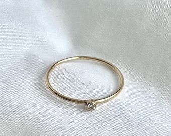 Dainty 14k Gold Filled Cubic Zirconia Ring: Minimalist Stacking Band