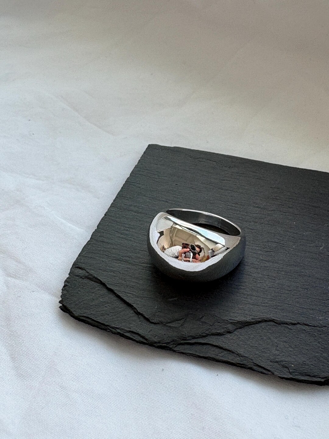 Chunky 925 Sterling Silver Dome Ring: Minimalist Statement Band - Etsy