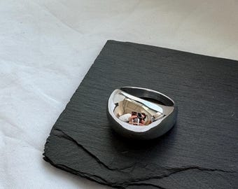 Chunky 925 Sterling Silver Dome Ring: Minimalist Statement Band