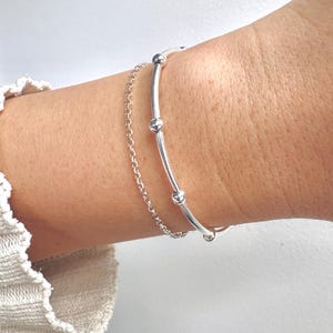 Armband i sterlingsilver med pärlor, minimalistiskt 925-kularmband