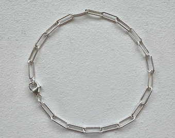 Sterling Silver Paperclip Chain Bracelet: Chunky Minimalist Link