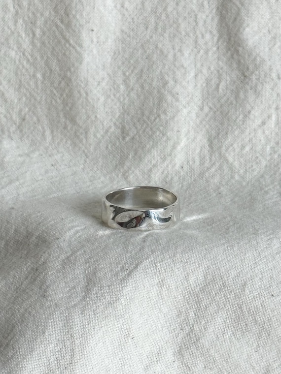 Organic Wavy Sterling Silver Band Ring, 7mm Minimalist Statement Jewelry