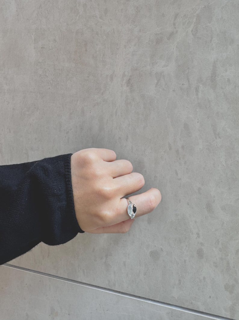 Chunky 925 Sterling Silver Dome Ring: Handmade Minimalist Statement Band image 4