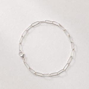 Sterling Silver Paperclip Chain Bracelet: Chunky Minimalist Link