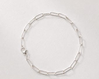 Sterling Silver Paperclip Chain Bracelet: Chunky Minimalist Link
