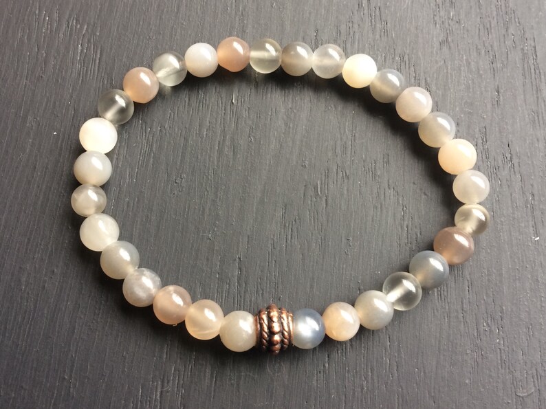 Moonstone Jade Braceletsbeaded Stone Stacking Stretch Etsy