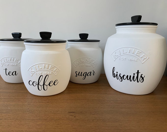 Emma Bridgewater Inspired Canisters, Tea, Coffee, Sugar, Treats. Hand