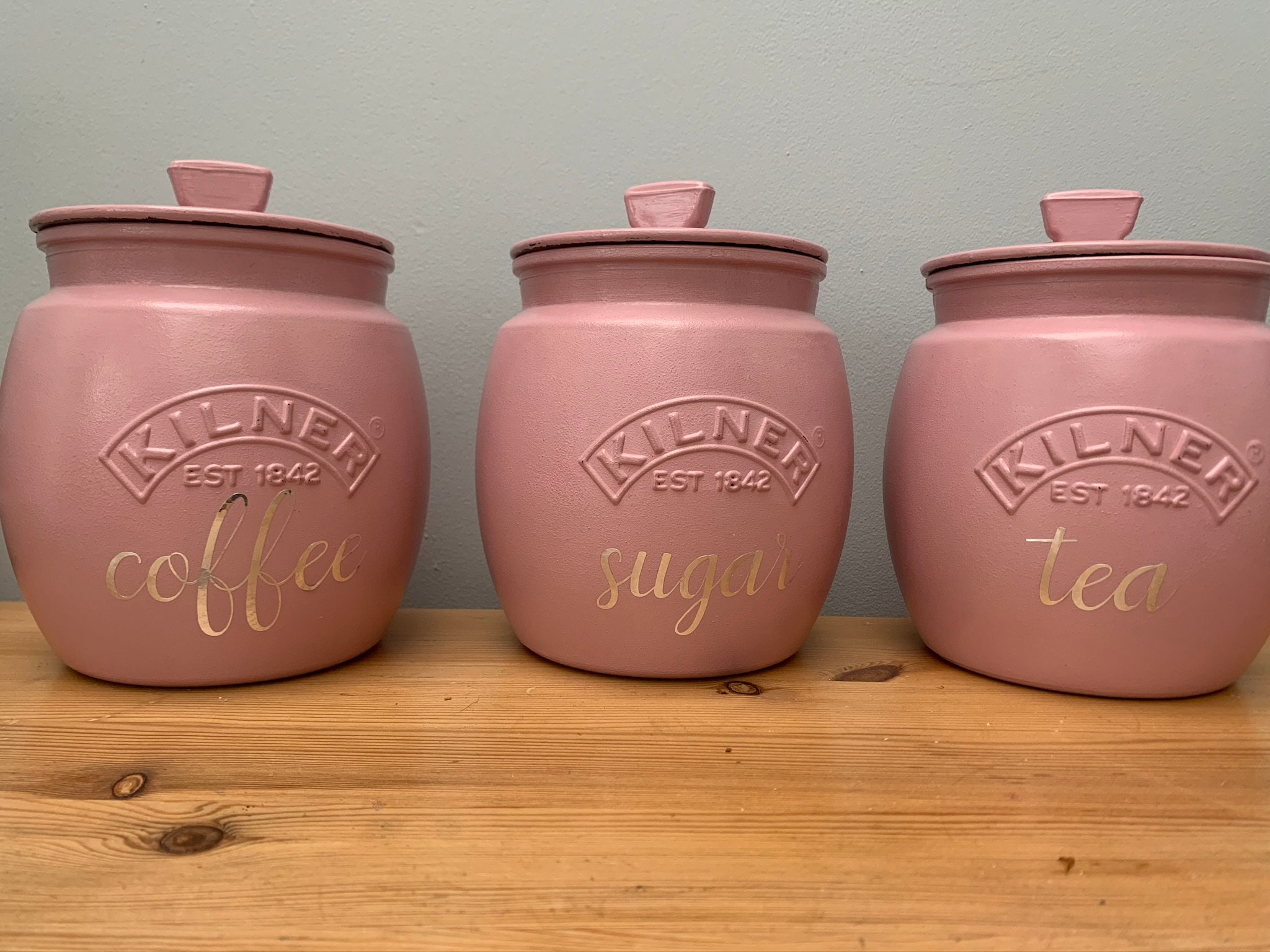 Sugar Storage Canister Set Baby Pink Tea Coffee Sugar Canisters