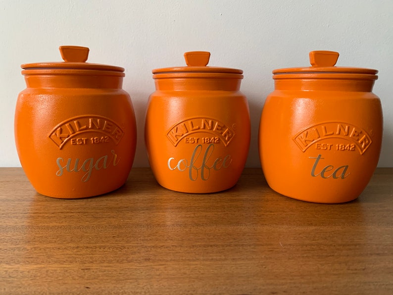Tea Coffee Sugar Retro Kilner Jars Vibrant Orange Etsy UK