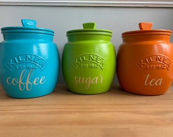 Tea Coffee Sugar Retro Kilner Jars - vibrants