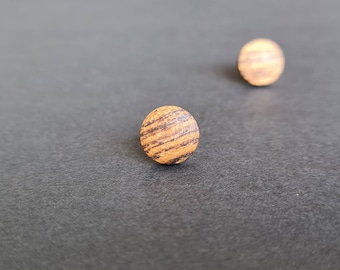 Simple Studs Handmade Round Wooden Stud Earrings Domed Bocote Wood Studs Wooden Stud Earrings Round Studs