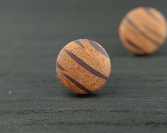 Simple Studs Handmade Round Wooden Stud Earrings Domed Bocote Wood Studs Wooden Stud Earrings Round Studs