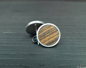 Simple Studs Handmade Round Wooden Stud Earrings Domed Bocote Wood Studs Wooden Stud Earrings Round Studs