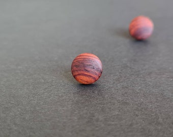Simple Studs Handmade Round Wooden Stud Earrings Domed Bocote Wood Studs Wooden Stud Earrings Round Studs