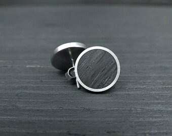 Black Bog Oak And Sterling Silver 925 Drop Earrings