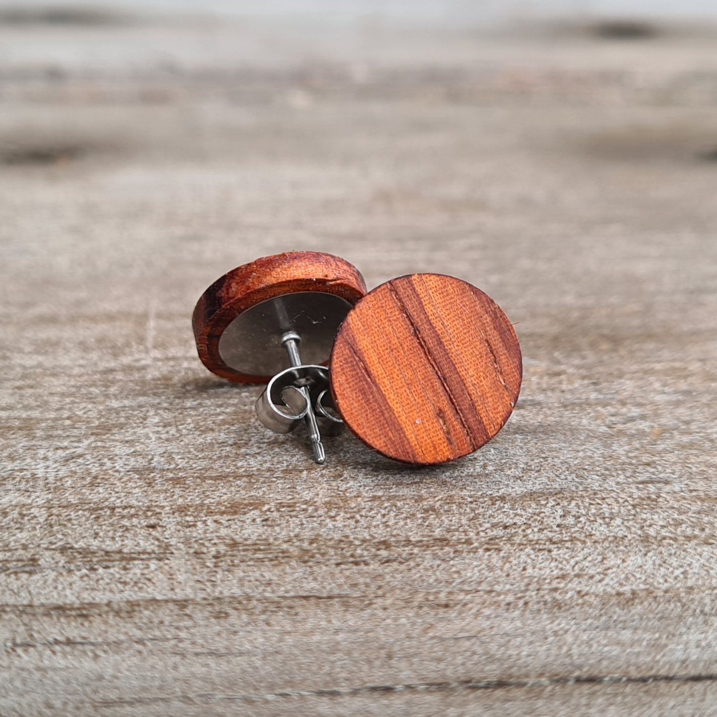 Padauk Wood Stud Earrings Simple Stud Earrings Wooden Stud Etsy