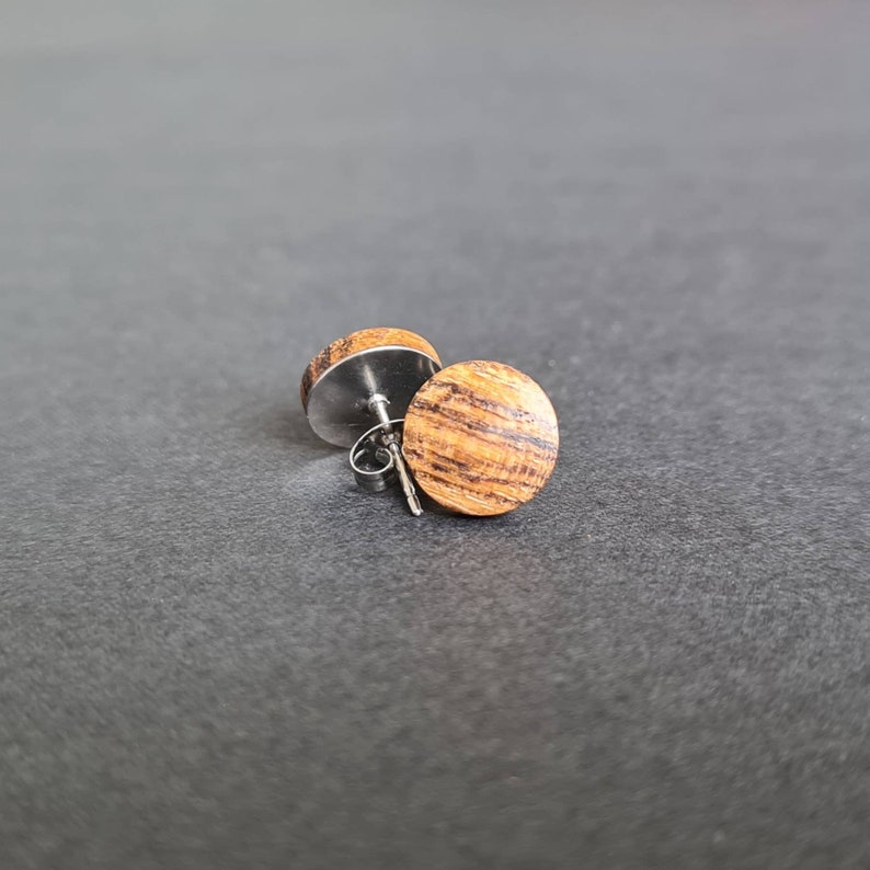 Simple Studs Handmade Round Wooden Stud Earrings Domed Bocote Wood Studs Wooden Stud Earrings Round Studs