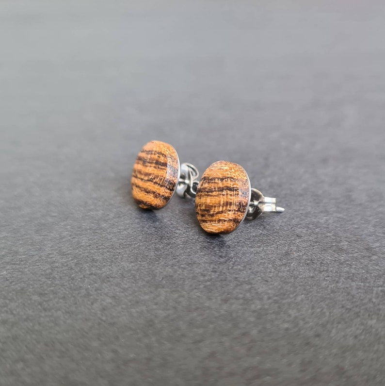 Simple Studs Handmade Round Wooden Stud Earrings Domed Bocote Wood Studs Wooden Stud Earrings Round Studs
