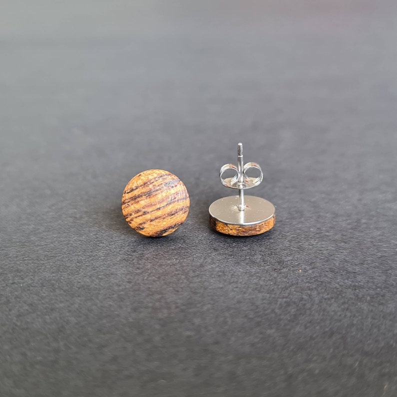Simple Studs Handmade Round Wooden Stud Earrings Domed Bocote Wood Studs Wooden Stud Earrings Round Studs