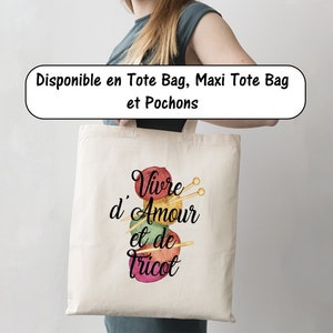 C82 Vivre d&#39;amour et de tricot tote bag, maxi tote bag or pouch