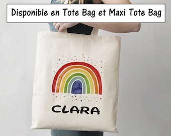 SB05P Anpassbare Regenbogen-Einkaufstasche oder Maxi-Einkaufstasche, Einkaufstasche, wiederverwendbare Tasche, Regenbogen-Geschenk, Dankeschön, Vorname Regenbogen