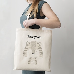 C37 Tote Bag "Petit Tigre" à personnaliser - sac shopping - sac de courses - sac personnalisé - tote bag personnalisé petit tigre, sac école