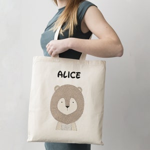 C40 Tote Bag Petit Lion à personnaliser, sac shopping, sac de courses, sac personnalisé, tote bag personnalisé prénom lion