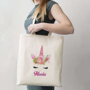 C30 Tote Bag personnalisé Licorne, sac shopping, sac de courses, sac personnalisé, tote bag personnalisé, grand sac cabas