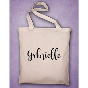 Tote bag personnalisé, marquage prénom, sac personnalisé, marquage texte, nounou, sac cadeau, marraine, bibliothèque, rentrée, maman, mamie