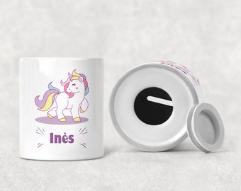 C32 Salvadanaio unicorno personalizzato, salvadanaio bambino, salvadanaio ragazza, salvadanaio ragazzo, regalo bambino personalizzabile, regalo nome, cognome