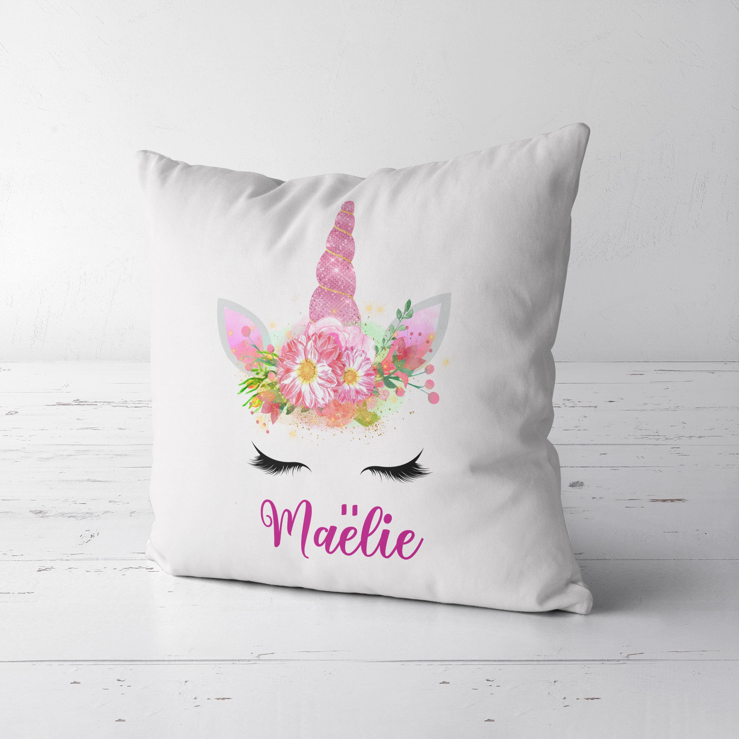 C30 Coussin Licorne Personnalisé, Coussin de Sieste, Maternelle, Enfant, Oreiller Déco