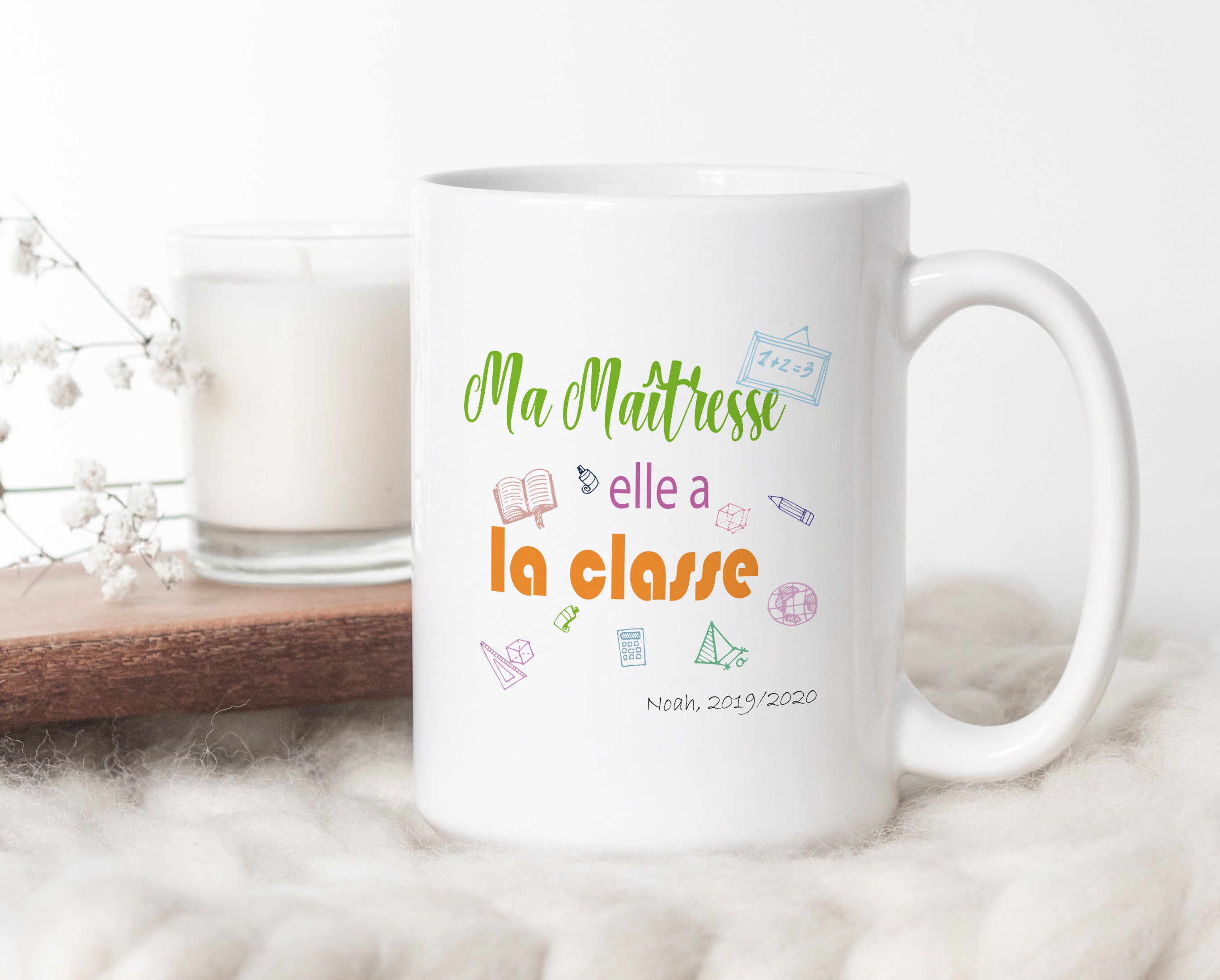 Sb03 Mug à Personnaliser Maîtresse d'école Personnalisable, Tasse Café ou Thé, Cadeau Personnalisé, 