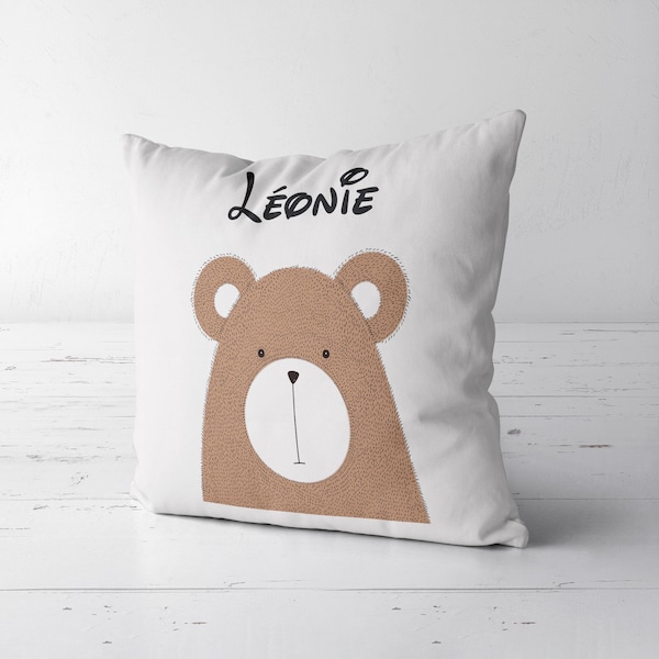 C39 Coussin personnalisé Petit Ours, coussin de sieste, coussin maternelle, coussin enfant, oreiller sieste, oreiller maternelle, prénom