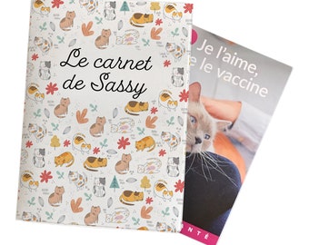 C717 Protège carnet de santé personnalisé pour animaux motif chats, carnet chien, carnet chat, carnet de santé chien