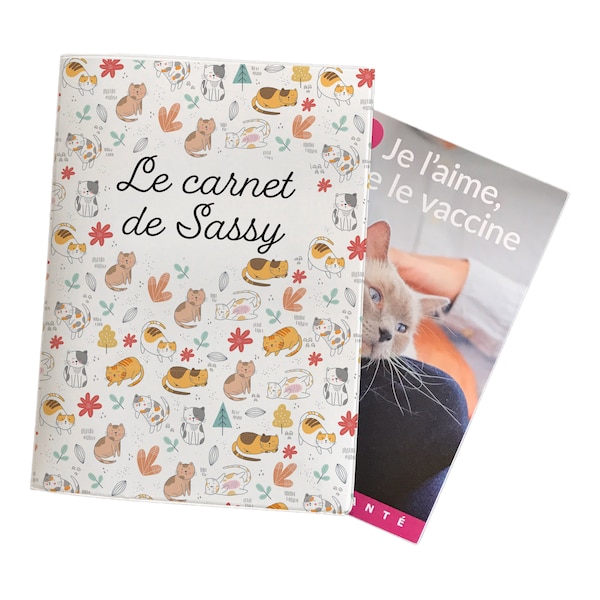 C717 Protège carnet de santé personnalisé pour animaux motif chats, carnet chien, carnet chat, carnet de santé chien