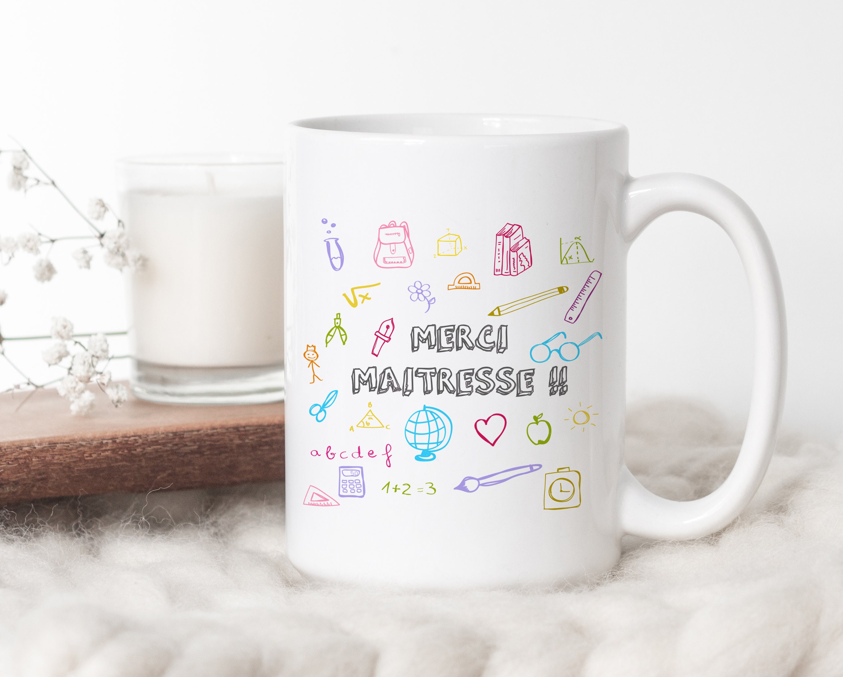 Sb06 Mug à Personnaliser Maîtresse d'école Personnalisable, Tasse Café ou Thé, Cadeau Personnalisé, 