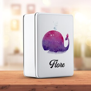 SB55 Whale large personalized metal box, customizable sugar box, customizable souvenir box, personalized cake box