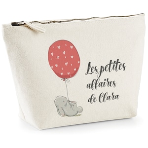 Trousse imprimée "les petites affaires de" en coton bio à personnaliser, cadeau petite fille, cadeau anniversaire, trousse enfant