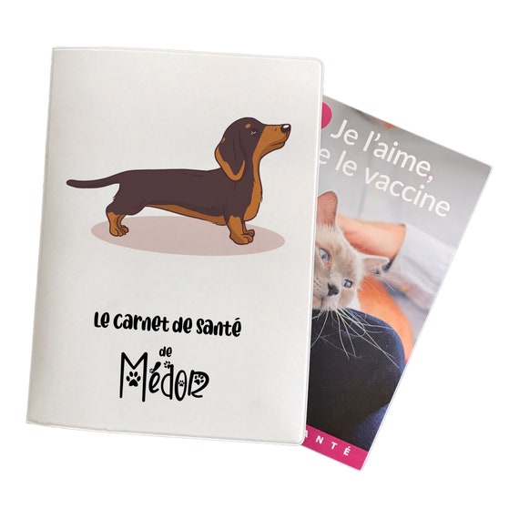 Protège carnet animaux pour chien ou chat, housse protection carnet de santé,  en tissu coton -  France