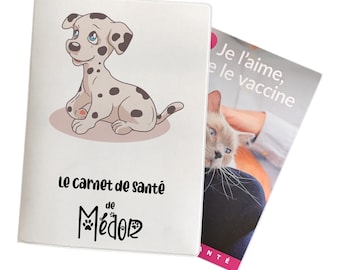 CSR02 Protège carnet de santé personnalisé pour animaux motif dalmatien, carnet chien, carnet chat, carnet de santé chien