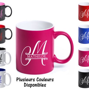SB94 Caneca colorida personalizada com monograma e nome, xícara de café ou chá, presente inicial, presente de xícara inicial, xícara inicial e nome
