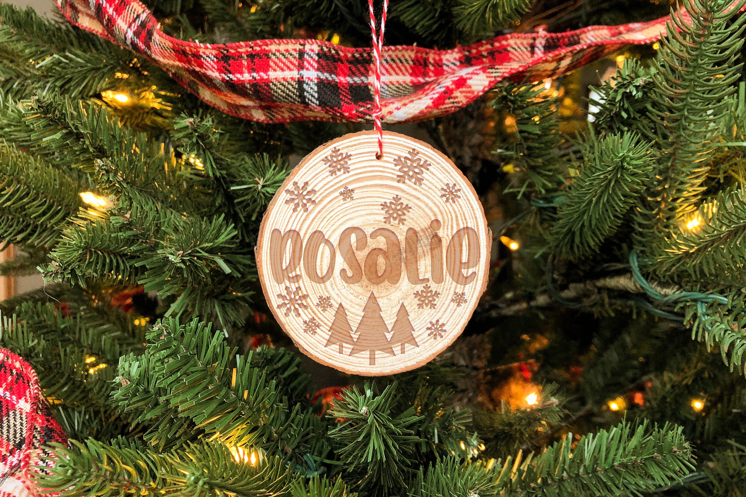 Sbn08 Décoration de Noël Personnalisé, Rondin Bois Décoration Noël Personnalisable, Sapin Personnali